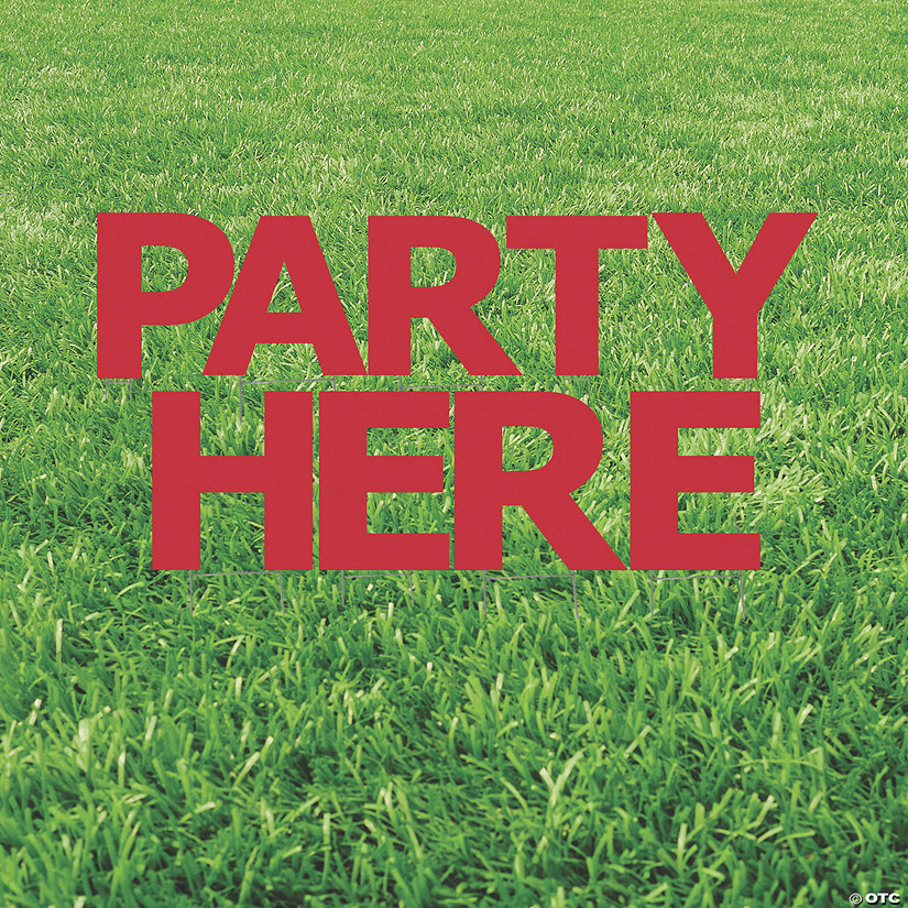20" x 20" Party Here Red Yard Sign - 9 Pc. Image