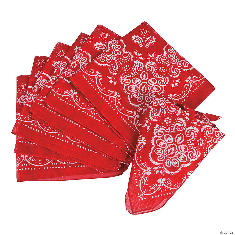 20&#8221; x 20&#8221; Western Classic Red Polyester Bandanas - 12 Pc. Image