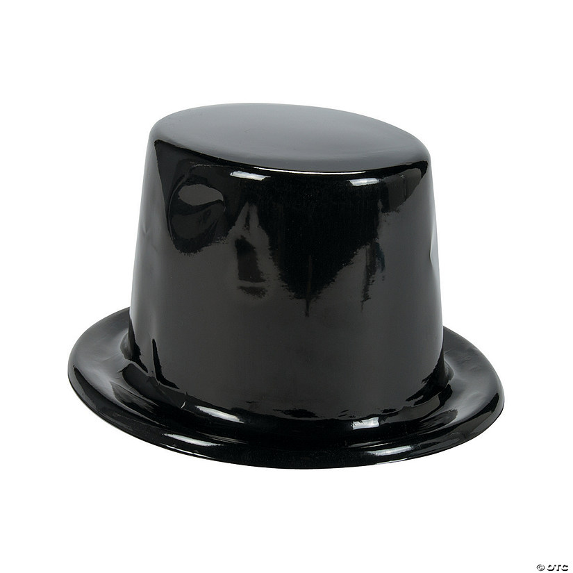 20" x 5" Kids Classic Black Plastic Top Hats - 12 Pc. Image
