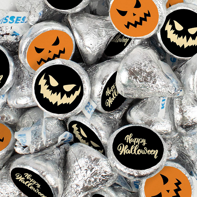 200 Pcs Halloween Party Candy Chocolate Hershey's Kisses (2lb) - Scary Pumpkins Image