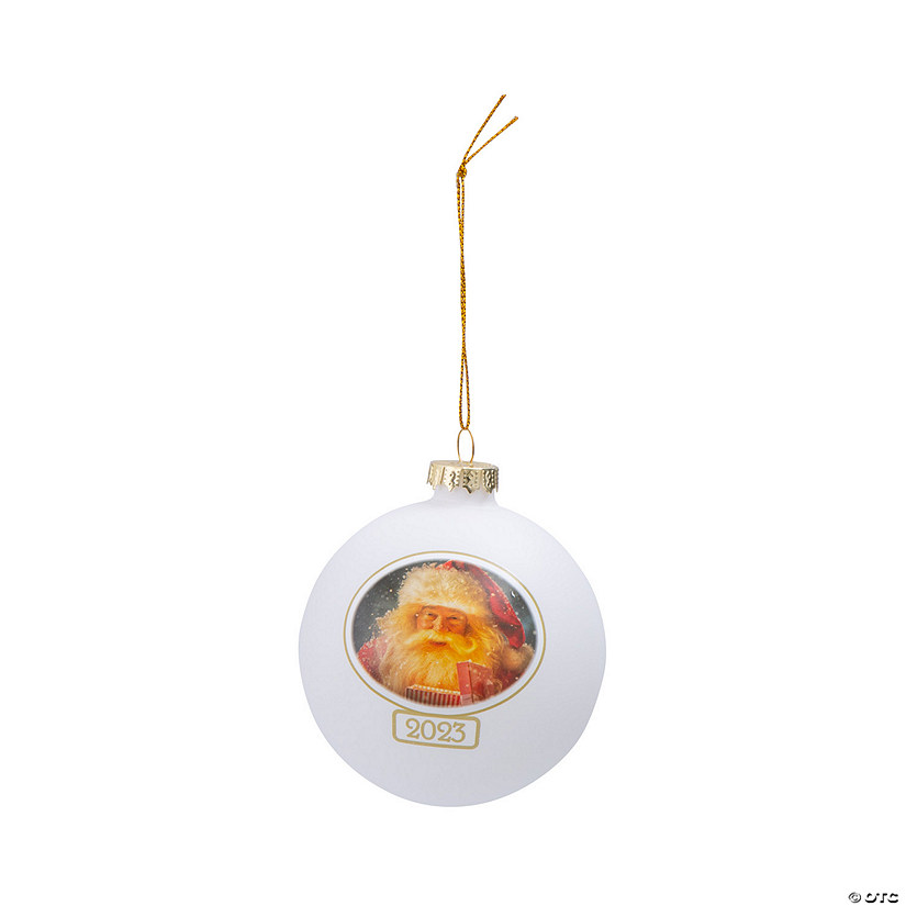 2023 Santa Glass Christmas Ornament with Gift Box Image