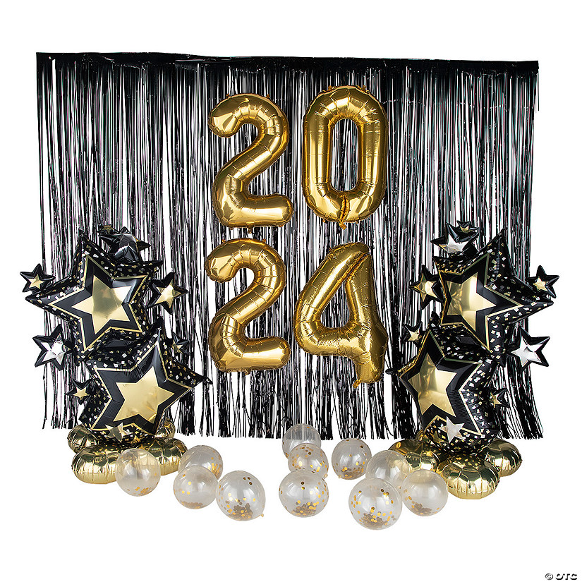 2024 Black Fringe Backdrop Decorating Kit - 31 Pc. Image