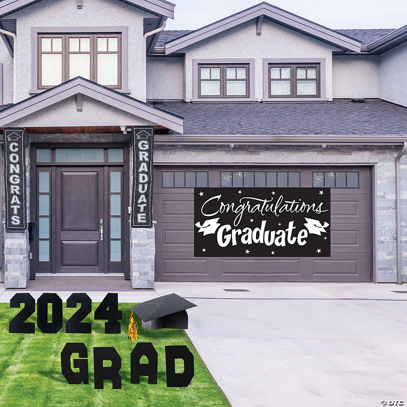 2024 Congrats Grad Deluxe Outdoor Yard Decorating Kit - 12 Pc. Image