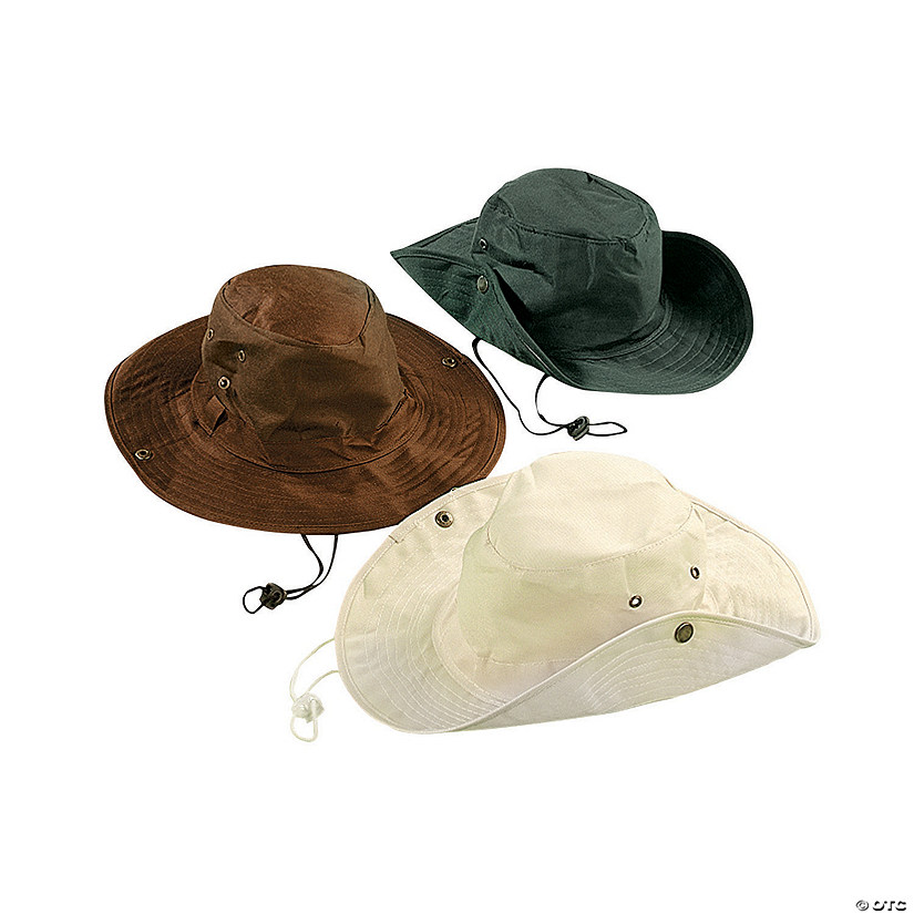 21" Circ. Polyester Side-Snap Outback Hats with Chin Strap - 12 Pc. Image
