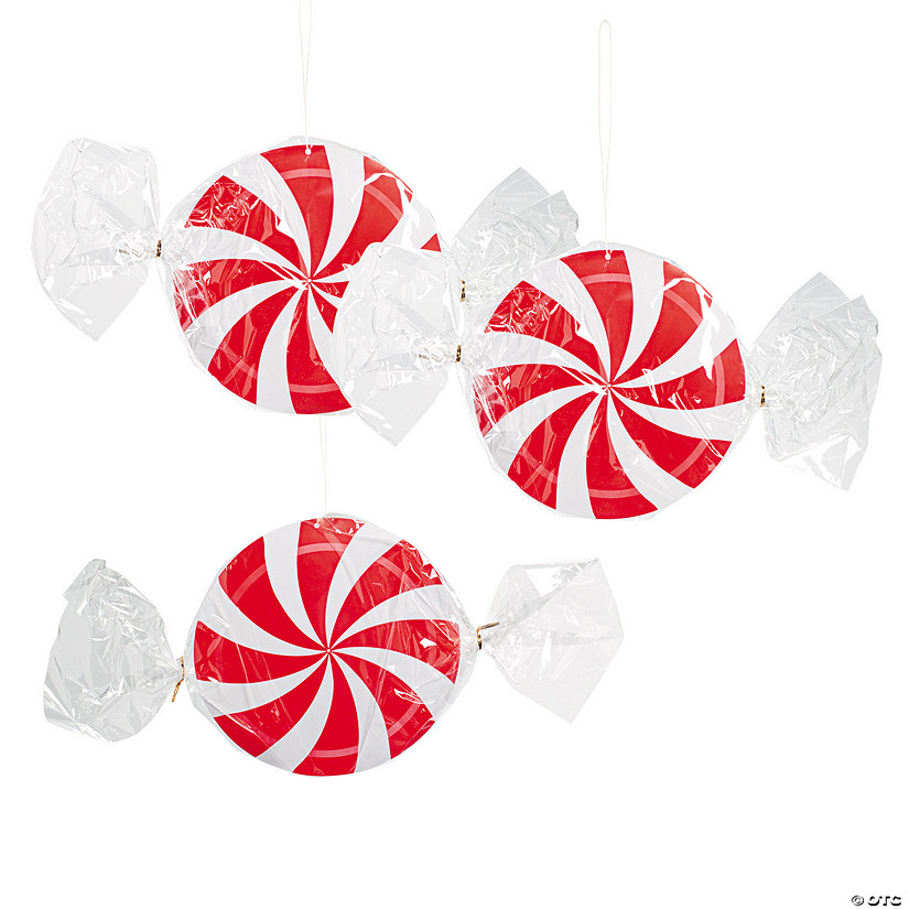 21" Peppermint Swirl Paper Ceiling Decorations - 3 Pc. Image