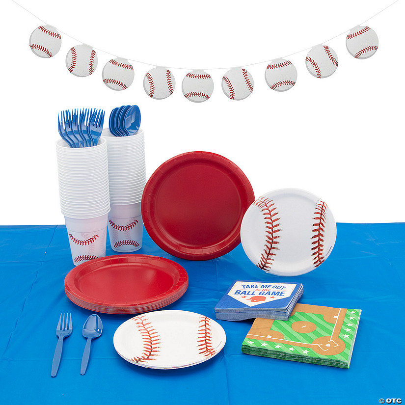214 Pc. Baseball Disposable Tableware Kit for 24 Guests Image