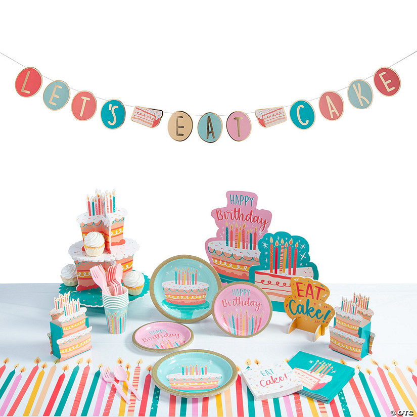 216 Pc. Eat Cake Ultimate Disposable Tableware Kit for 24 Guests Image