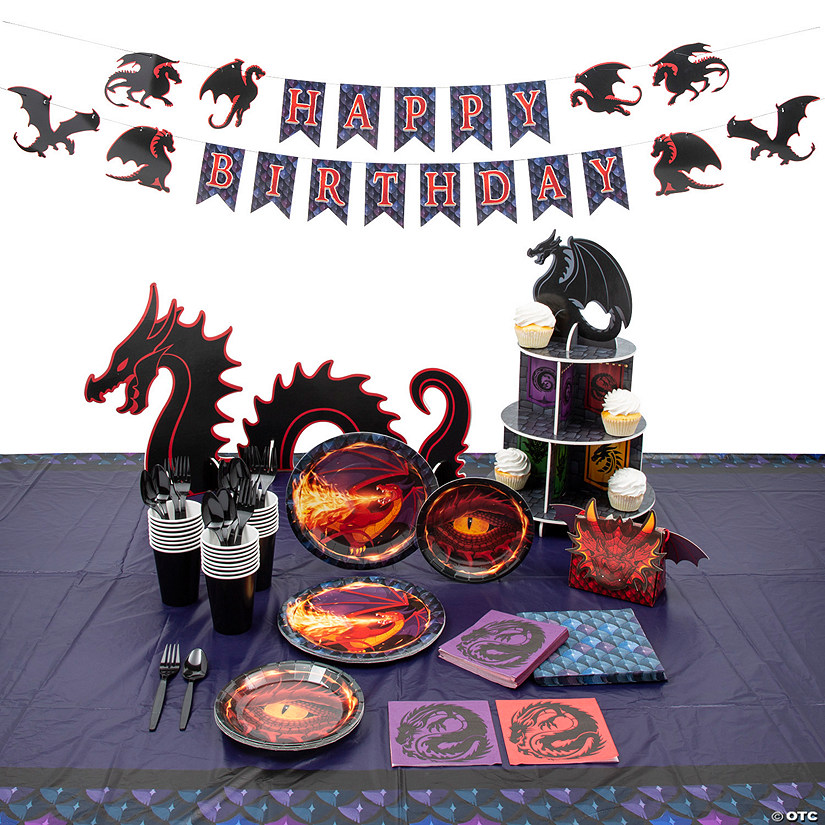 219 Pc. Dragon Party Ultimate Disposable Tableware Kit for 24 Guests Image