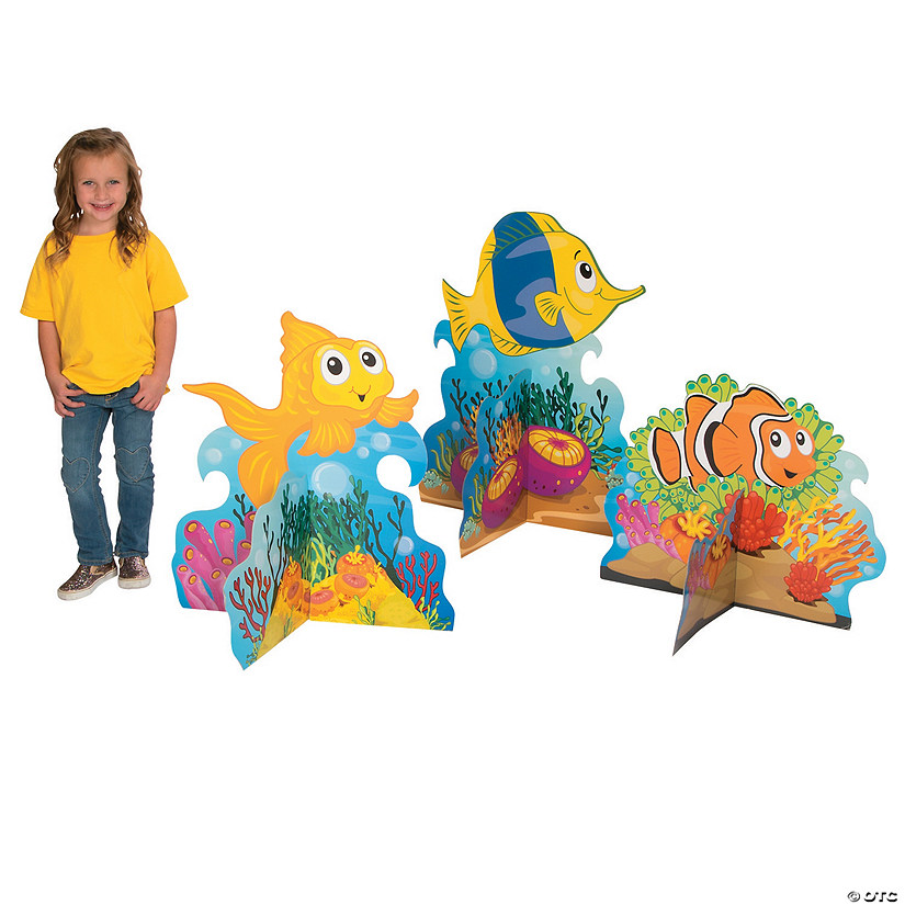 22" - 33 1/4" VBS 3D Tropical Fish Cardboard Cutout Stand-Ups - 3 Pc. Image