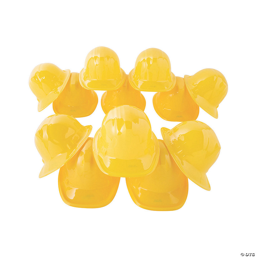 22" Bulk 48 Pc. Kids Yellow Plastic Novelty Construction Hats Image