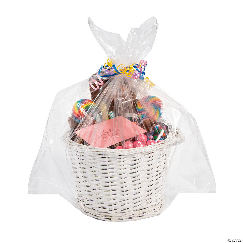 22" x 9" x 25" Large Clear Cellophane Basket Bags - 12 Pc. Image