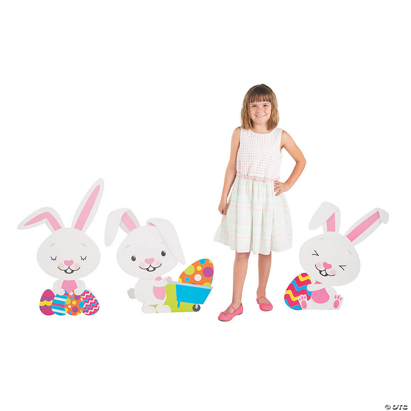 23 1/4" - 29 3/4" Easter Bunny Cardboard Cutout Stand-Ups - 3 Pc. Image