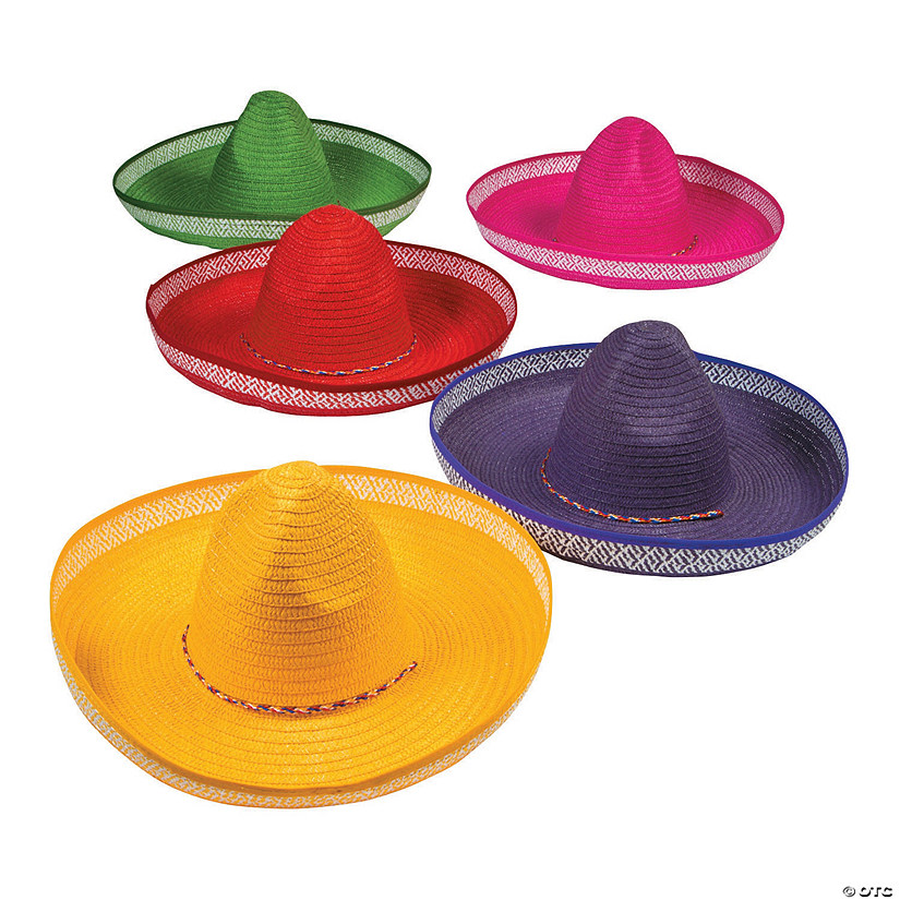 23" Adults Solid Color Straw Sombreros with Chin Cord - 12 Pc. Image