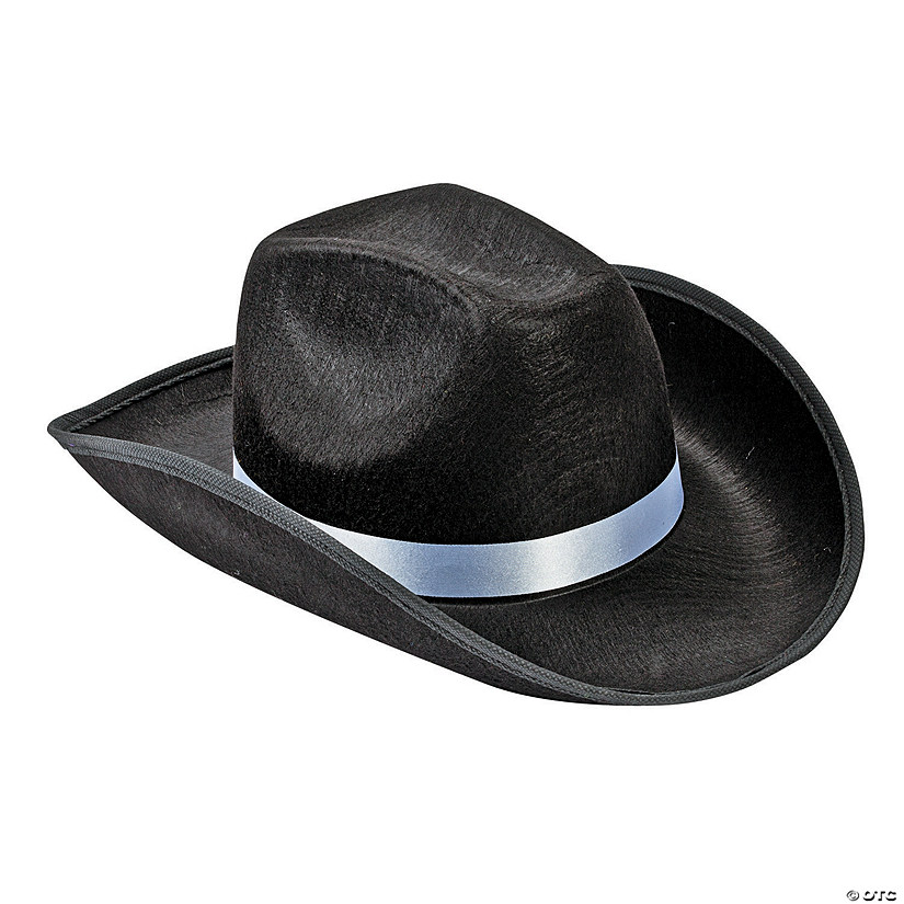 23" Circ. Adults Black Shaped Cowboy Hat with White Hat Band Image