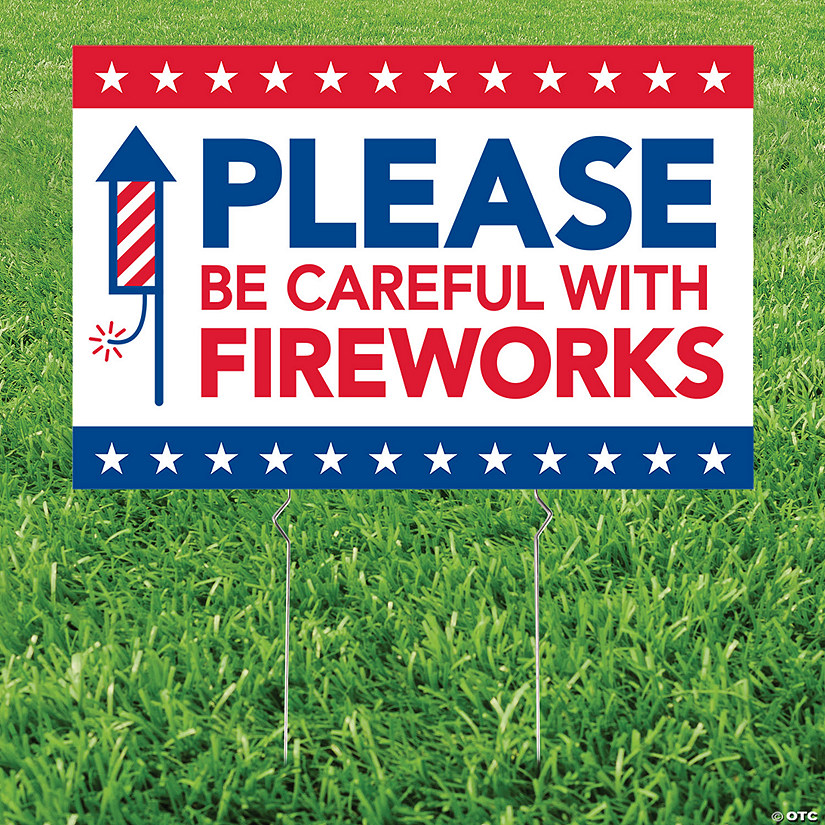 23" x 15" Careful with Fireworks Yard Sign Image