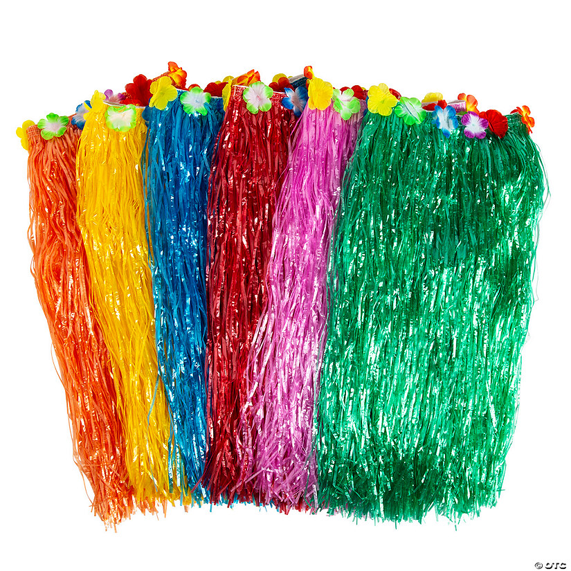 24" - 32" Adults Layered Rainbow Colored Hula Skirts - 6 Pc. Image