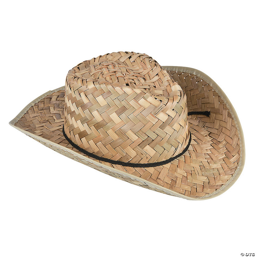 24" Adults Classic Straw Cowboy Hats with Black Band - 12 Pc. Image