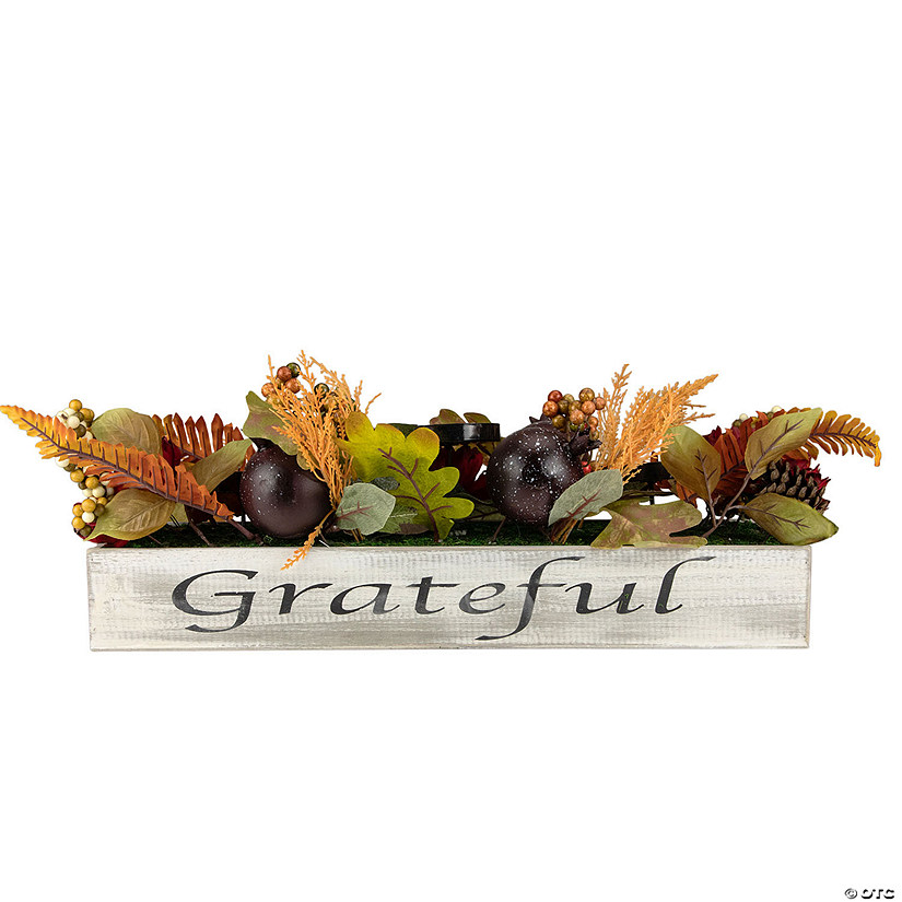 24" Autumn Harvest 3-Piece Candle Holder in a Rustic Wooden Box Centerpiece Image