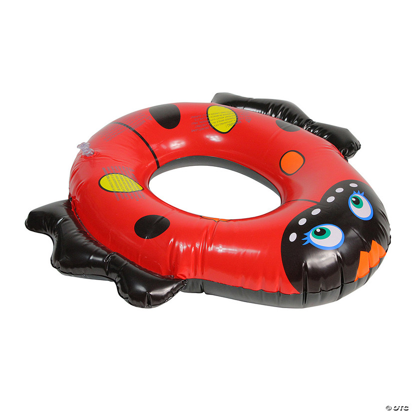 24" Inflatable Red and Black Ladybug Swim Ring Tube Pool Float Image