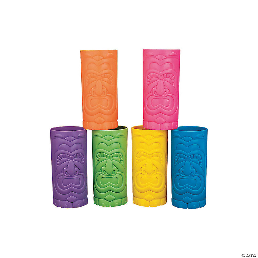 24 oz. Bright Tiki Luau Tall Disposable BPA-Free Plastic Cups - 12 Ct. Image