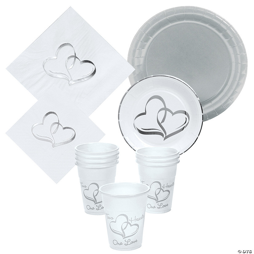 248 Pc. Two Hearts Wedding Tableware Kit for 48 Guests Image