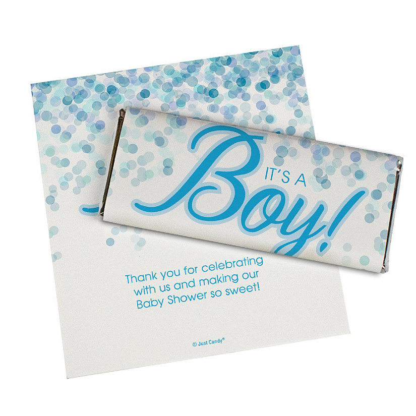 24ct It's a Boy Baby Shower Candy Party Favors Wrappers Only for Chocolate Bars by Just Candy Image