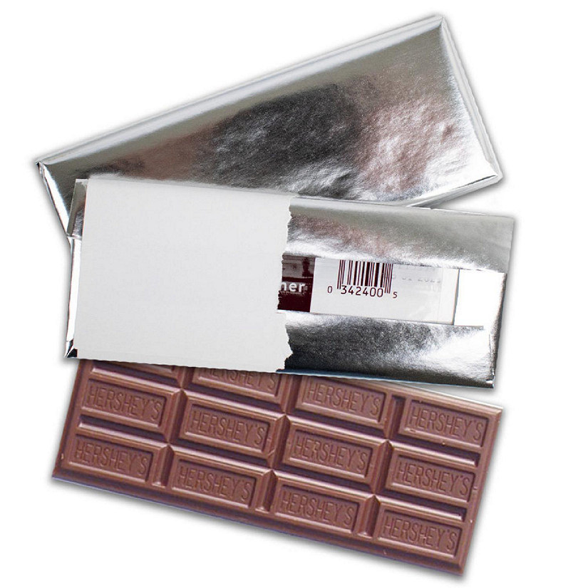 25 Pcs Hershey's Chocolate Bars Wrapped with Silver Foil - 1.55oz Milk Chocolate Candy Bars - DIY Party Favors Image