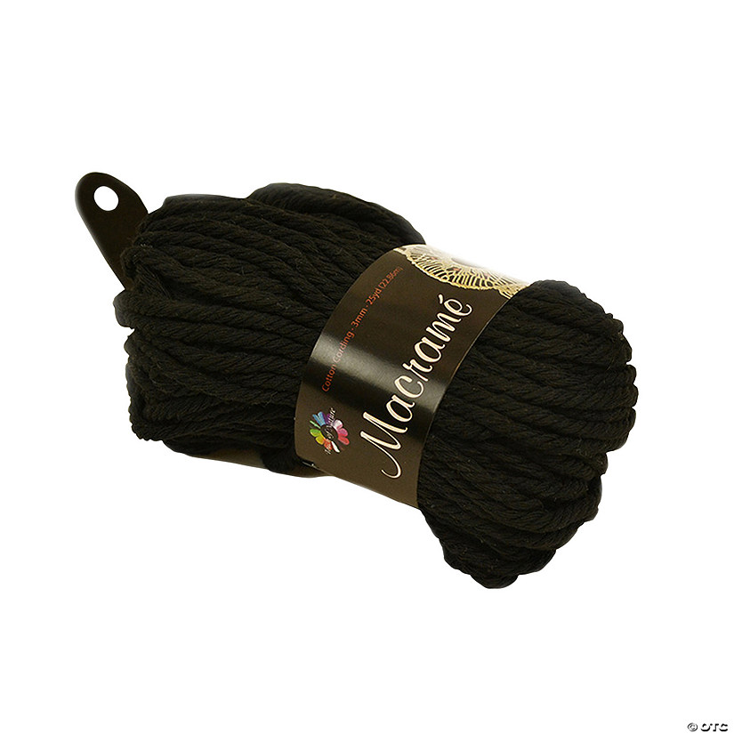 25 Yd. Touch of Nature<sup>&#174;</sup> Macram&#233; 3 Ply Black Cotton Cording - 3mm Image