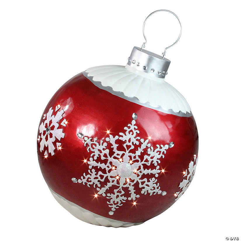 26.5" LED Lighted Red Ball Christmas Ornament with Snowflake Outdoor Decoration Image