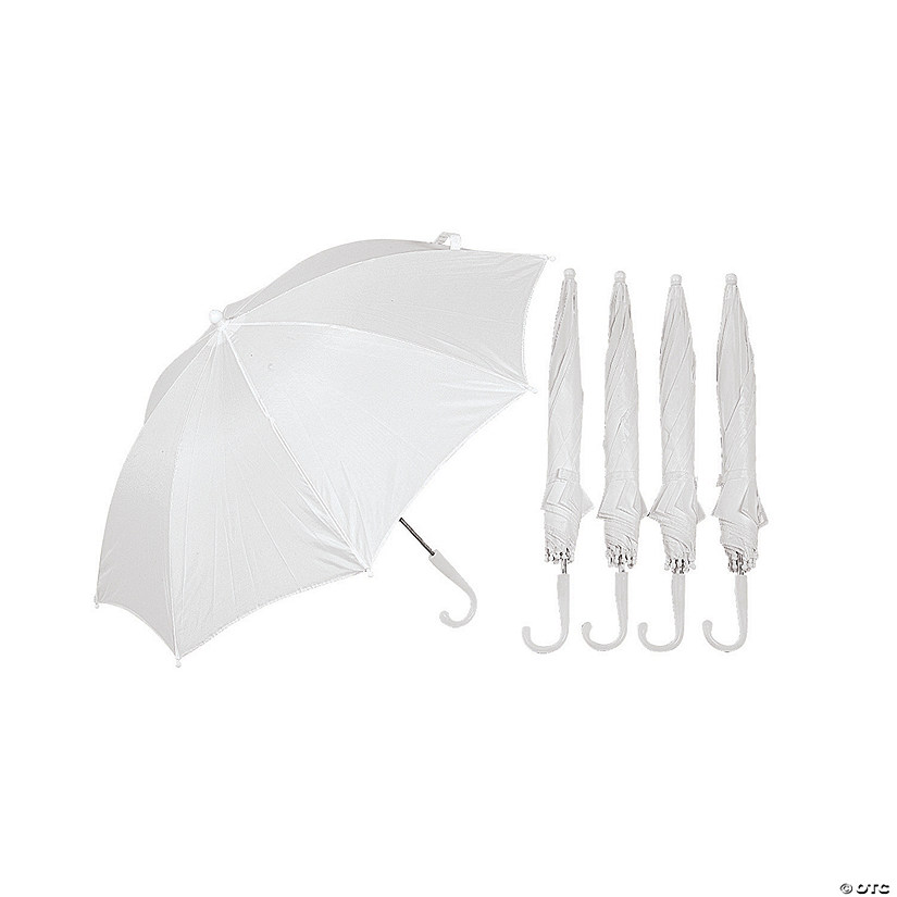 28" DIY Paintable White Nylon Umbrellas with Plastic Safety Knobs - 6 Pc. Image