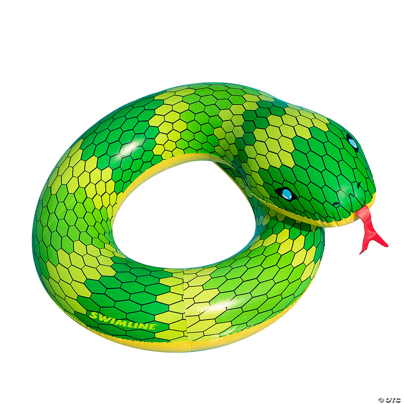 28" Green and Yellow Snake Swimming Pool Inner Tube Float Image