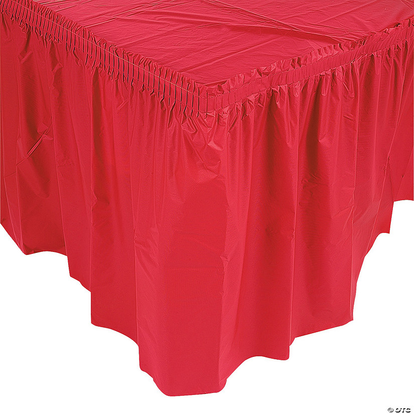 29" x 14 ft. Pleated Red Plastic Table Skirt Image