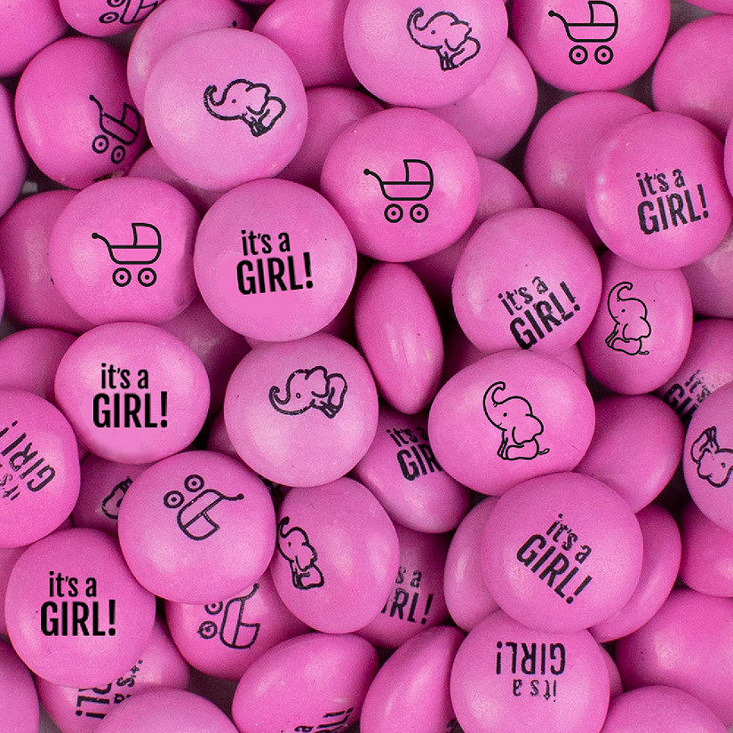 2lb It's a Girl Baby Shower Pink Candy Coated Milk Chocolate Minis (Approx. 1,000 pcs)<br/> - By Just Candy Image