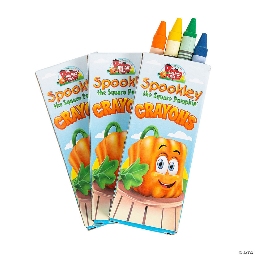 3 1/2" 4-Color Spookley the Square Pumpkin&#8482; Crayons - 24 Pc. Image