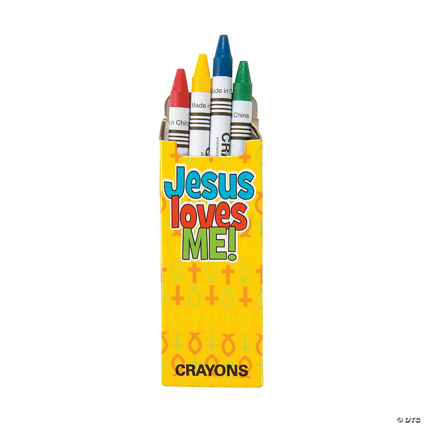 3 1/2" Bulk 48 Boxes of Religious Crayons - 4 Colors per Box Image
