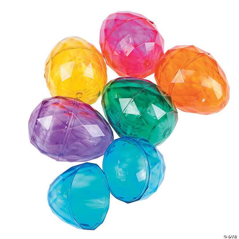 3 1/2" Diamond Plastic Easter Eggs - 12 Pc. Image