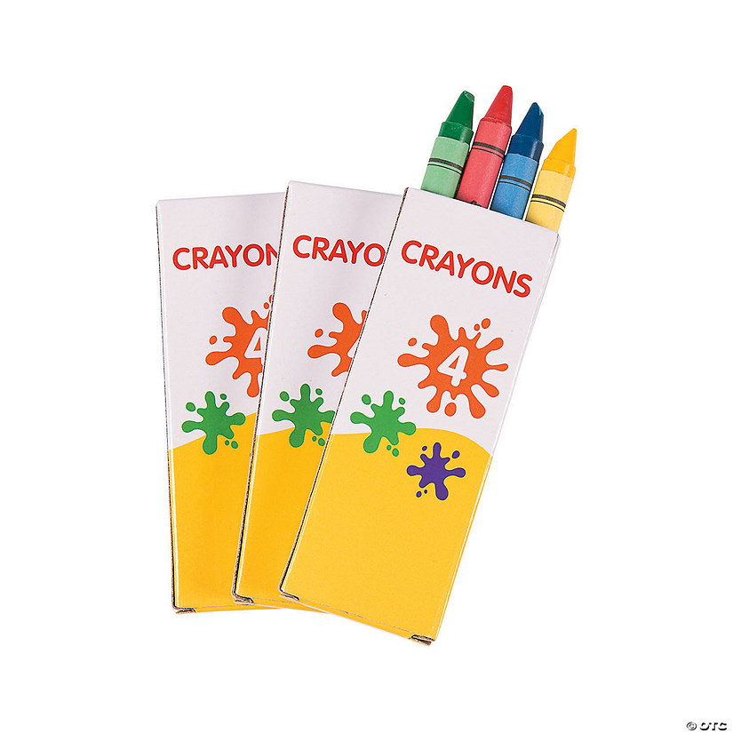3 1/2" Non-toxic 4-Color Crayon Assortment - 12 Boxes Image