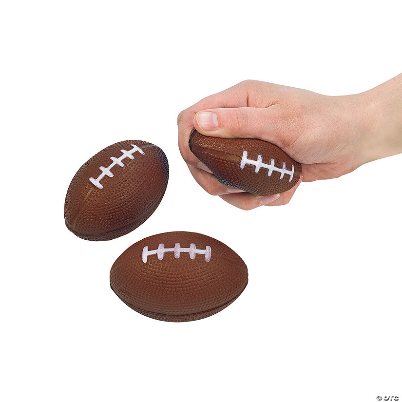3 1/2" Realistic Football Brown and White Stress Balls - 12 Pc. Image