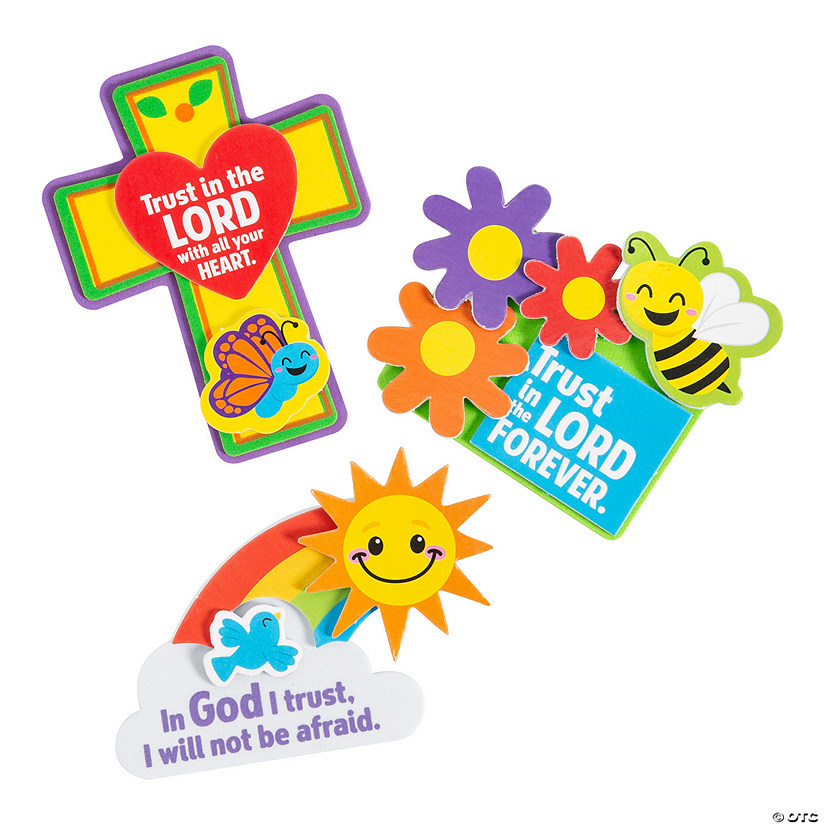 3 1/2" x 5 1/4" Trust in the Lord Foam & Magnet Craft Kit - Makes 12 Image