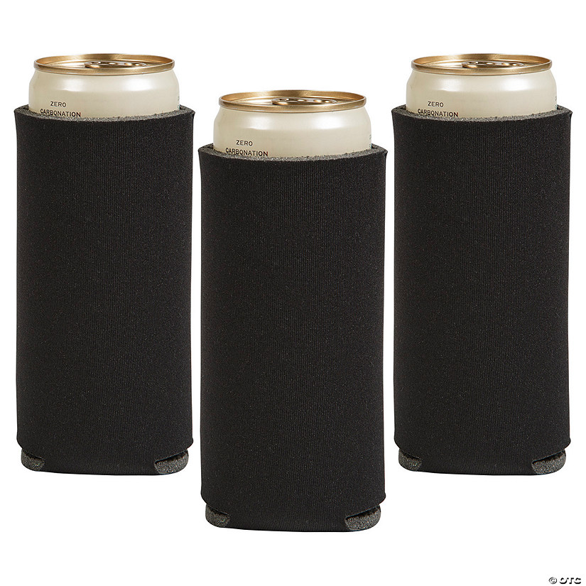3 1/2" x 6 1/2" Solid Color Black Foam Slim Can Coolers - 12 Pc. Image