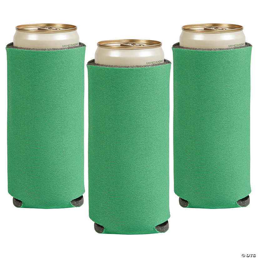 3 1/2" x 6 1/2" Solid Color Green Foam Slim Can Coolers - 12 Pc. Image