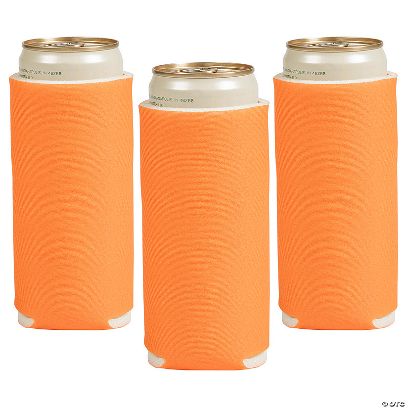 3 1/2" x 6 1/2" Solid Color Orange Foam Slim Can Coolers - 12 Pc. Image
