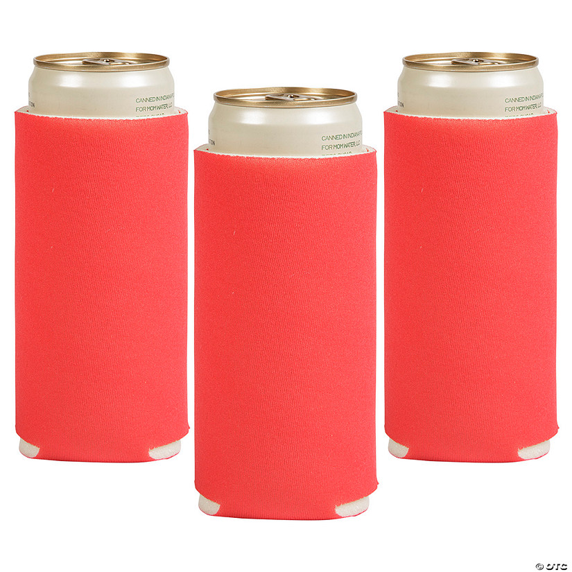 3 1/2" x 6 1/2" Solid Color Red Foam Slim Can Coolers - 12 Pc. Image