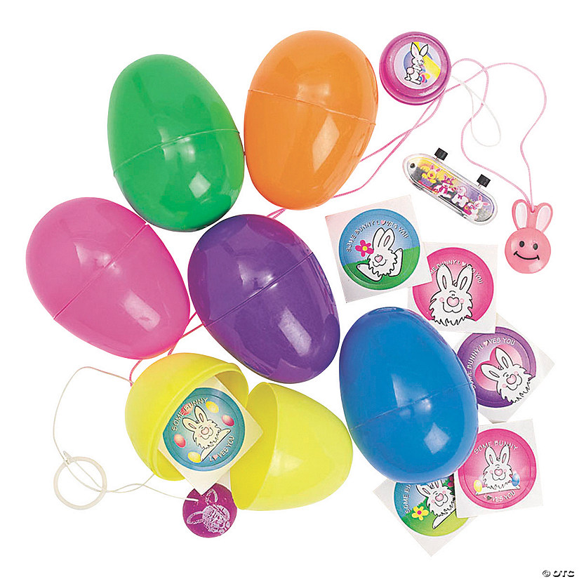 3 1/4" Bright Toy-Filled Plastic Easter Eggs - 24 Pc. Image