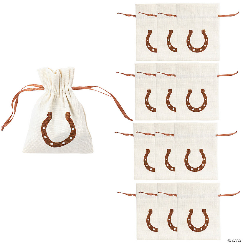 3 1/4" x 4 3/4" Horseshoe Drawstring Polyester Favor Bags - 12 Pc. Image