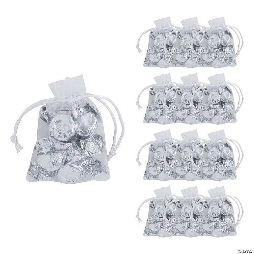3 1/4" x 4 3/4" Mini Sheer Wedding Organza Drawstring Treat Bags - 12 Pc. Image