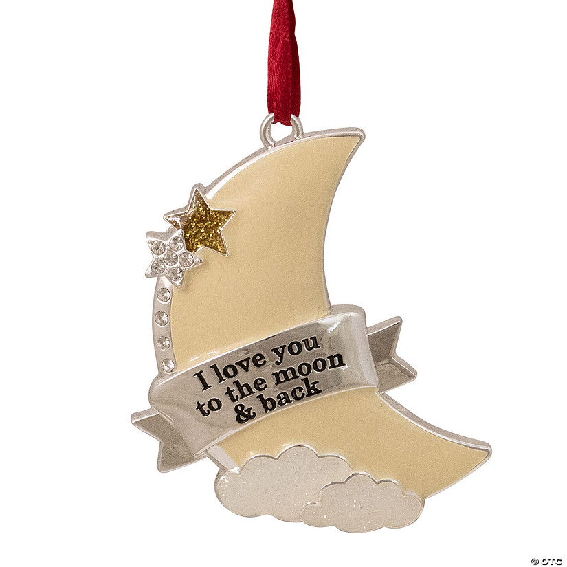 3.25" Yellow "I Love You to the Moon and Back" Ornament with European Crystals Image
