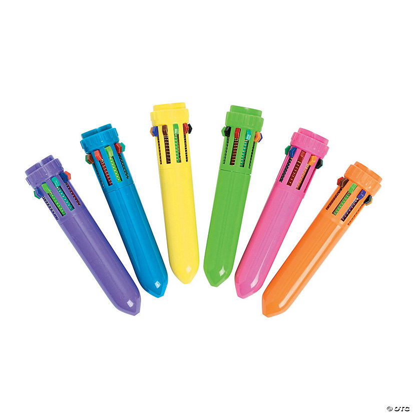 3 3/4" Mini Neon Plastic Shuttle Pens with 10 Colors - 12 Pc. Image