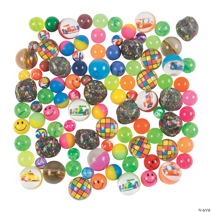 3/4" - 1 1/2" Bulk 100 Pc. Rubber Bouncy Ball Assortment Image