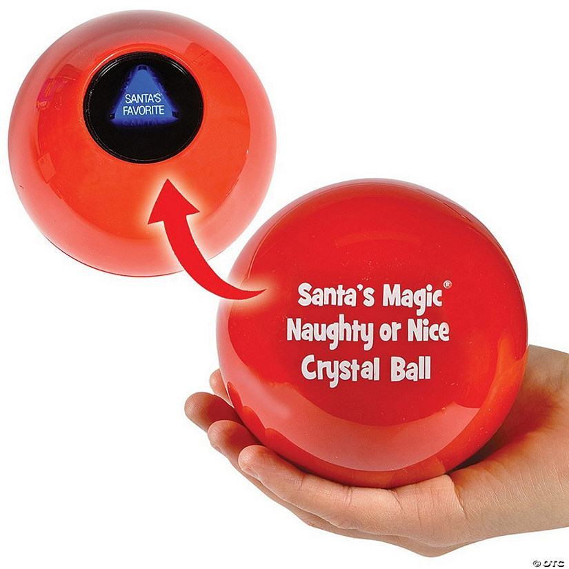 3.75" Red Naughty or Nice Christmas Crystal Ball Image